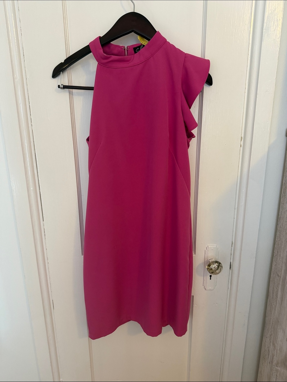 Sleeveless High-Neck Pink Shift Dress